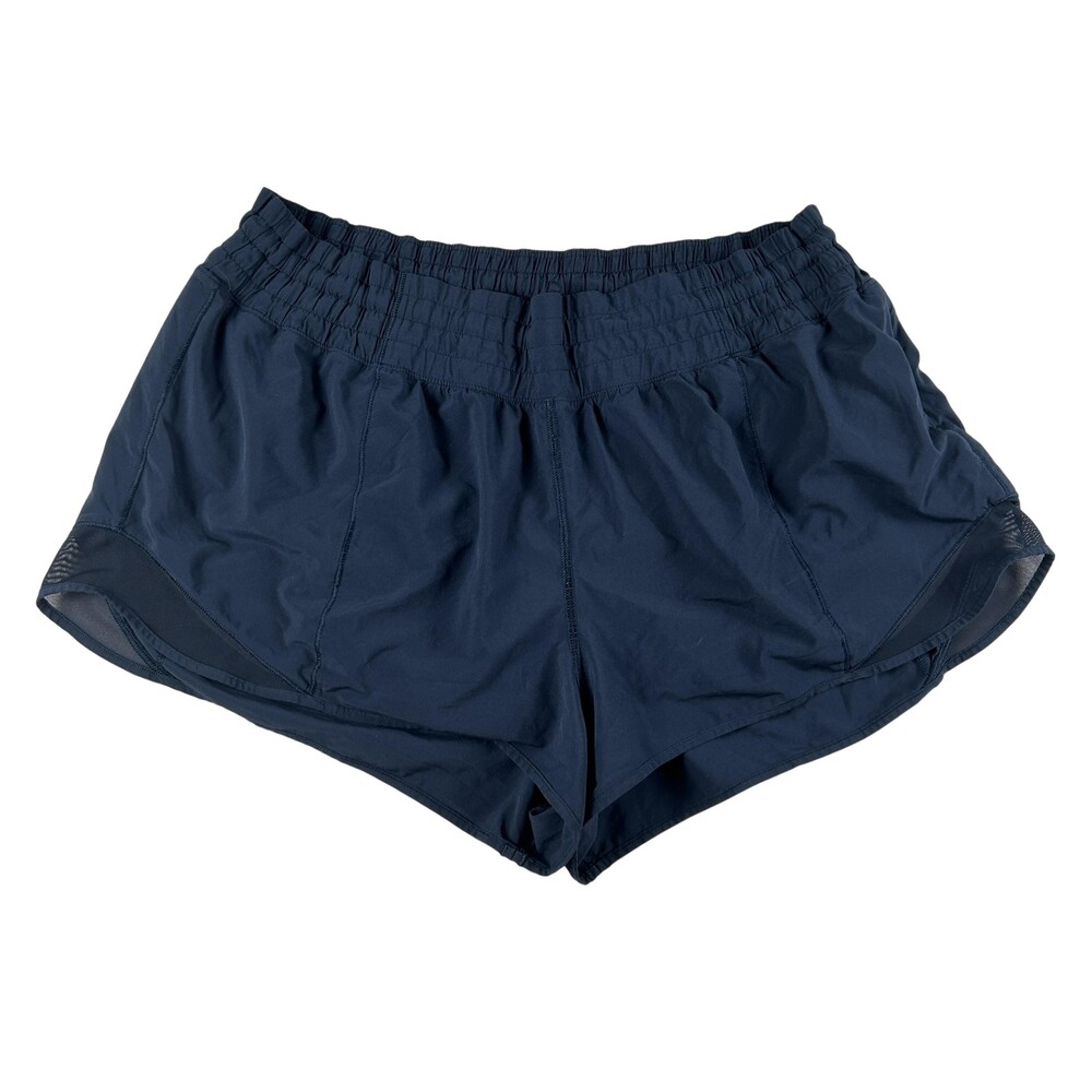 Lululemon Shorts Womens Size 14 Hotty Hot Navy Blue Running Lined Zip Pocket 2.5